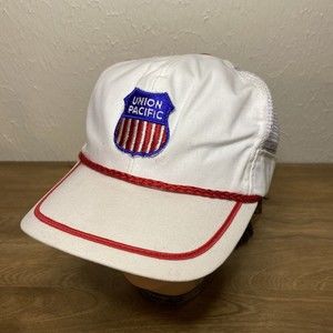 Vintage Union Pacific Embroidered White with Red Rope Trucker Snapback Hat